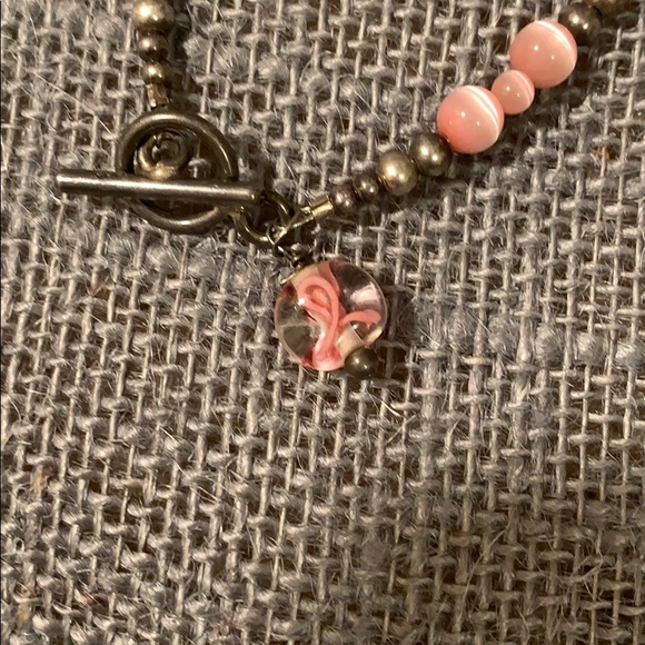 🌙 Breast Cancer Pink Ribbon Beaded Bracelet - Picture 2 of 3